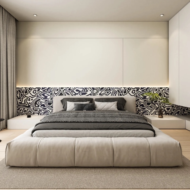 لوح قشرة خشبية بتصميم جرافيكي  - مراجعة Interior Design White And Wood وسعره
